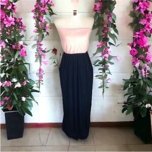Coveted Clothing Pink & Navy Blue Maxi Dress